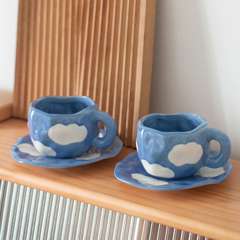 Retro Handpainted Cup & Saucer Set - Kitchen