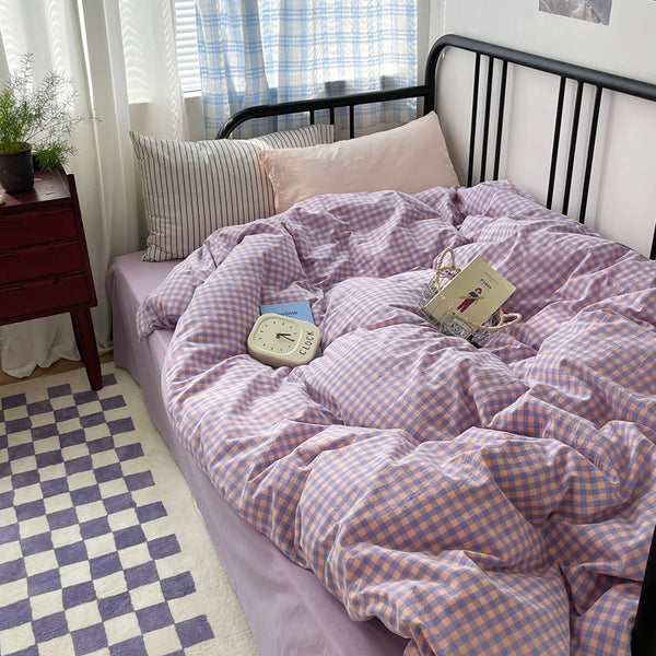 Violet Charm Mixed Pattern Bedding Set