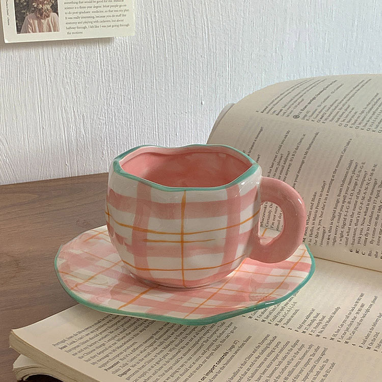 Retro Handpainted Cup & Saucer Set - Kitchen