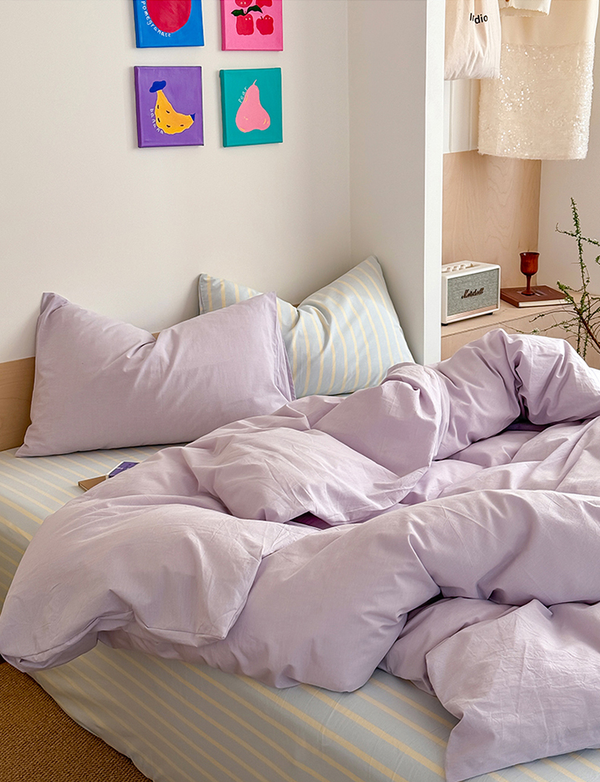 Pastel Purple Stripe Bedding Set