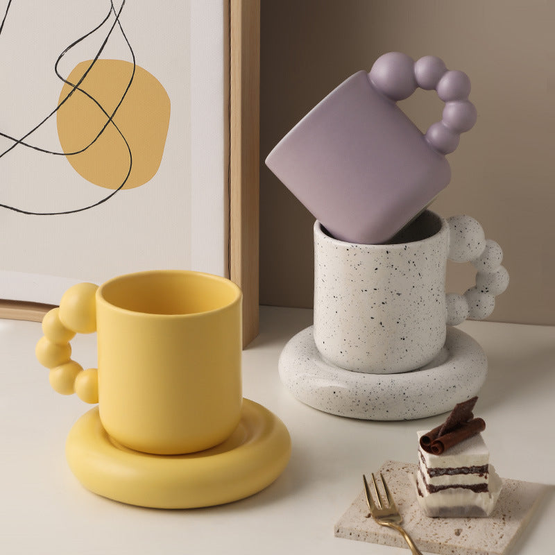 Ceramic Pearly Handle Plump Mug - Starhauz.com