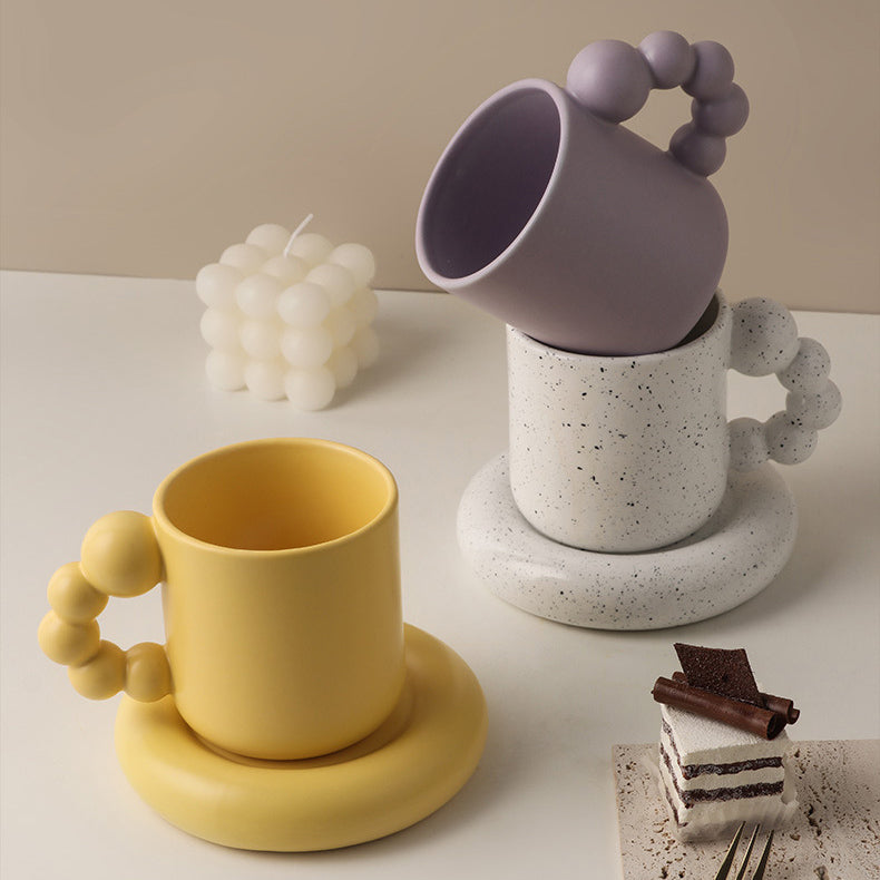 Ceramic Pearly Handle Plump Mug - Starhauz.com