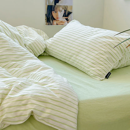 Refreshing Stripes Lime Green Bedding Set - Bedding