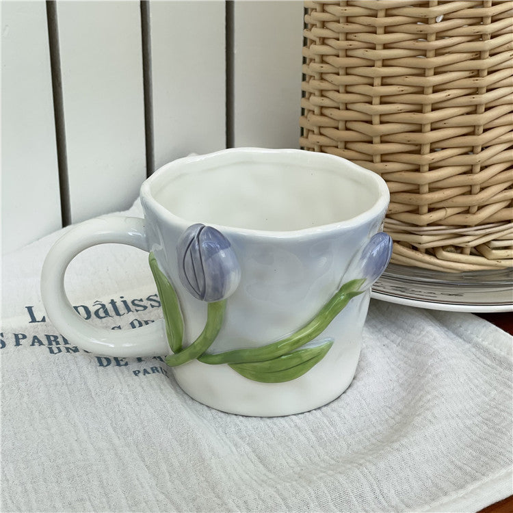 Cottagecore 3D Floral Handpainted Mug - Kitchen