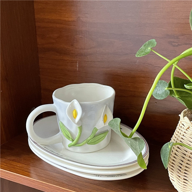 Cottagecore 3D Floral Handpainted Mug - Kitchen