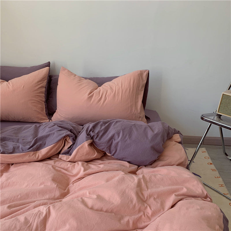 Two-Toned Aesthetic 4pcs Bedsheet Set - Starhauz.com