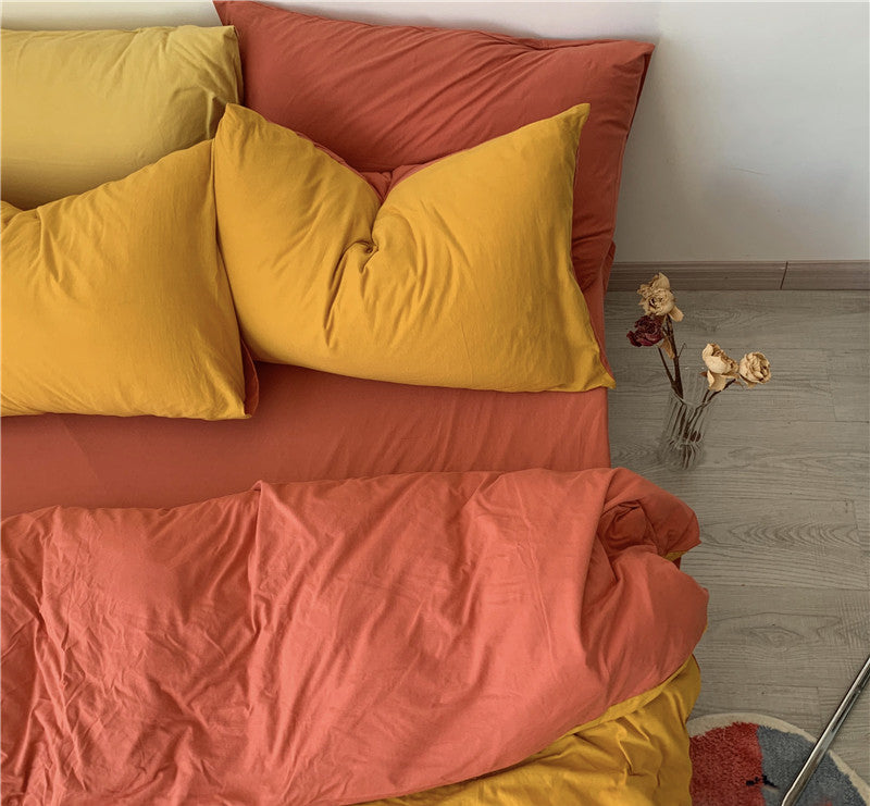 Two-Toned Aesthetic 4pcs Bedsheet Set - Starhauz.com