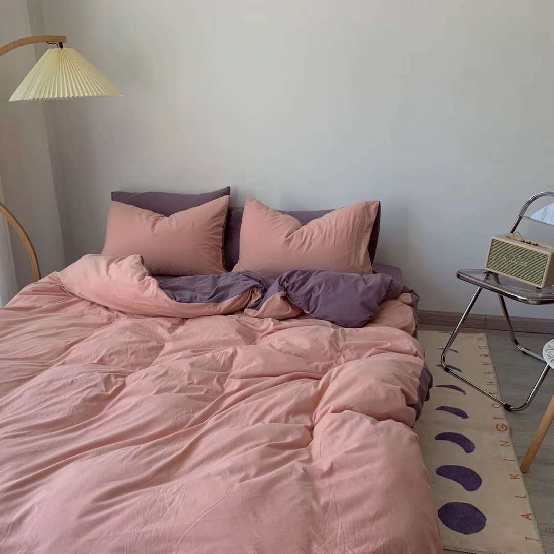 Two-Toned Aesthetic 4pcs Bedsheet Set - Starhauz.com